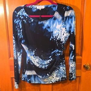 CALVIN KLEIN LONG SLEEVE WRAP STYLE TOP WITH BUCKLE SIZE M